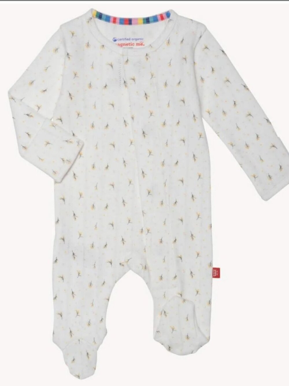 Magnetic Me Floral White Pointelle Organic Cotton Footie